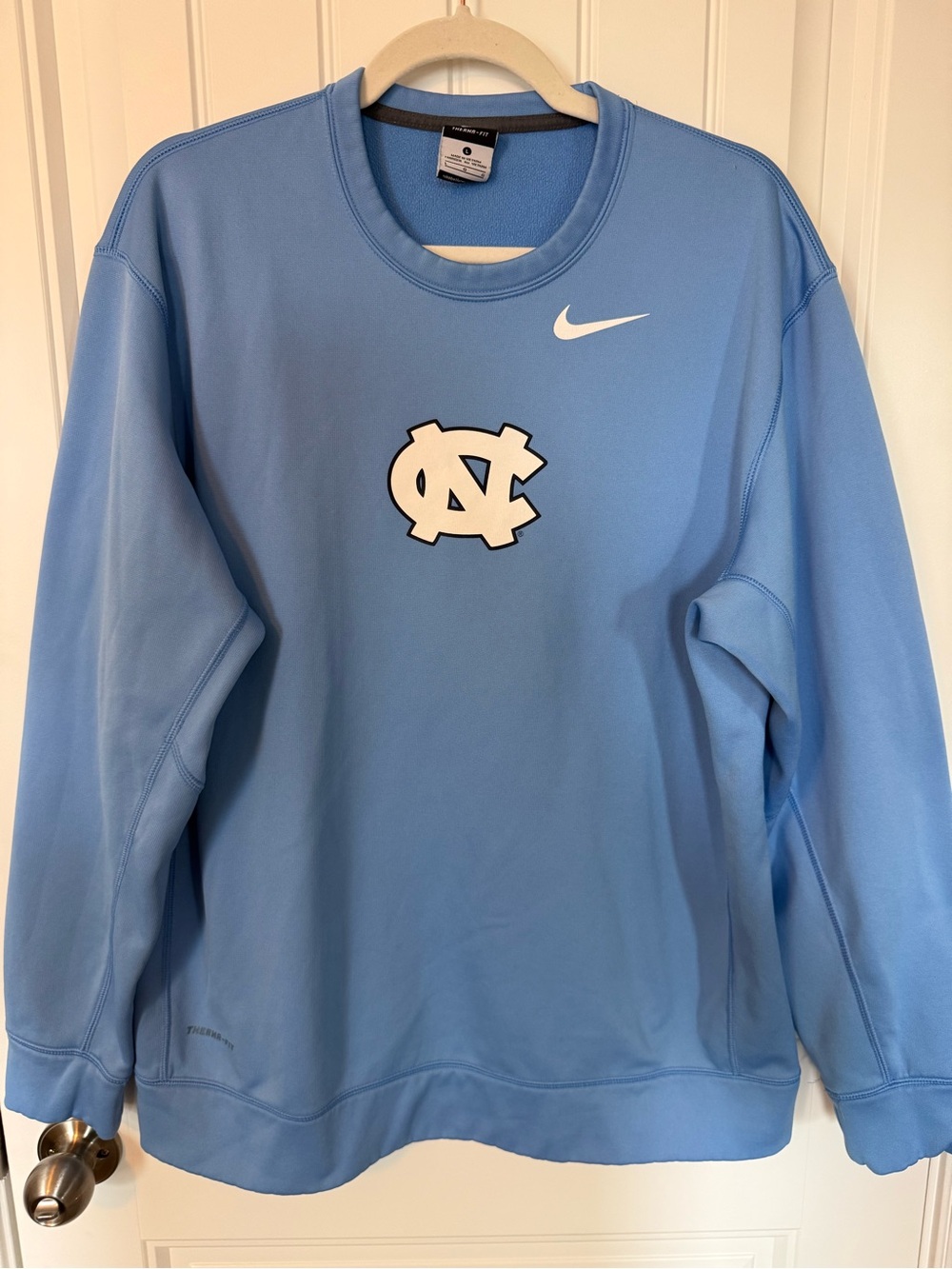 Nike Therma-FIT North Carolina Tar Heels UNC Crewneck Sweatshirt Mens Large Blue